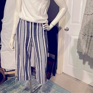 Talbots Striped Navy and White Cropped Pants